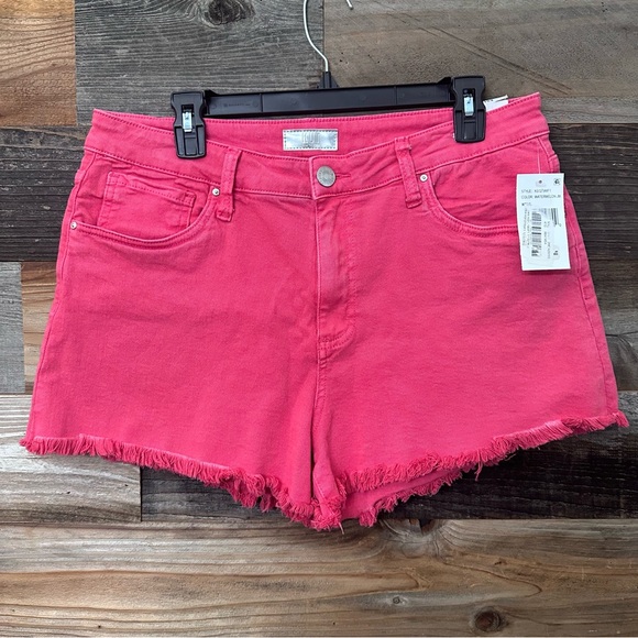 NWT Kut from the Kloth Women's Jane Pink Frayed Hem High Waist Denim Short Sz 12 - Picture 1 of 10